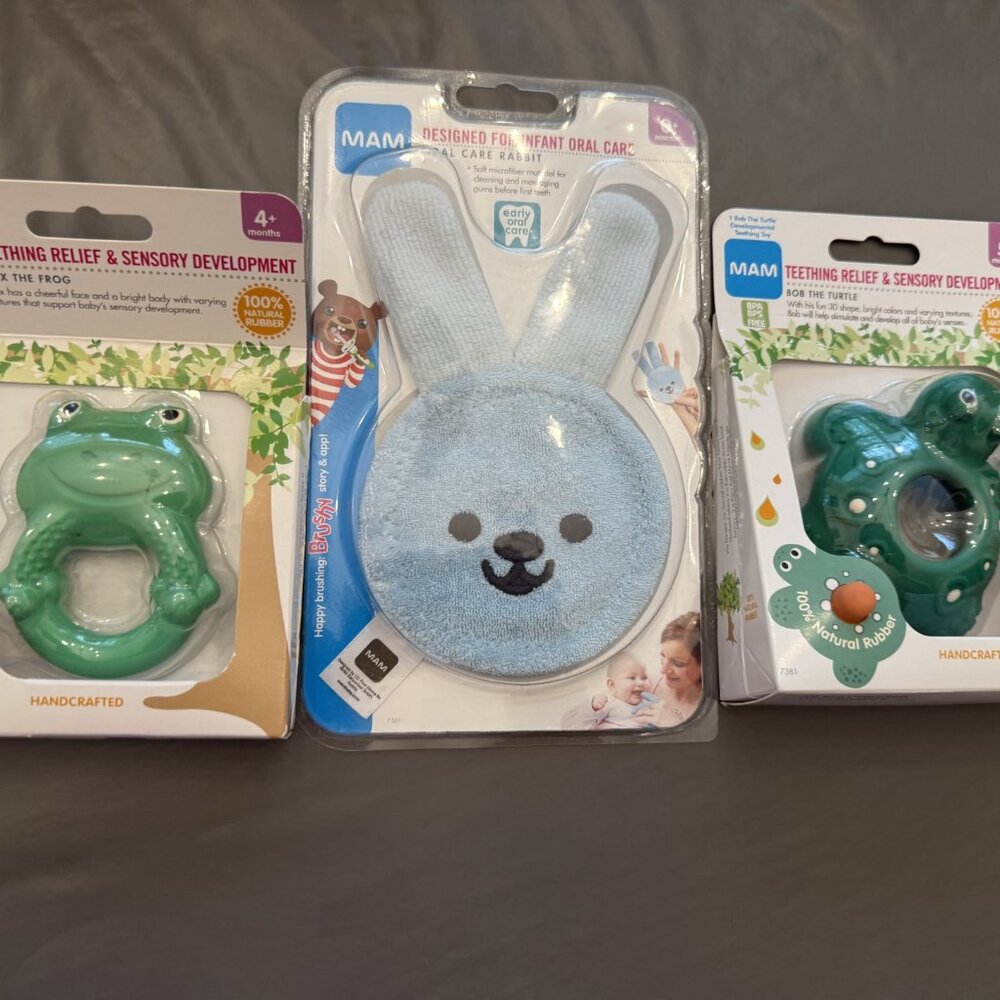 MAM teething toy and oral care rabbit bundle